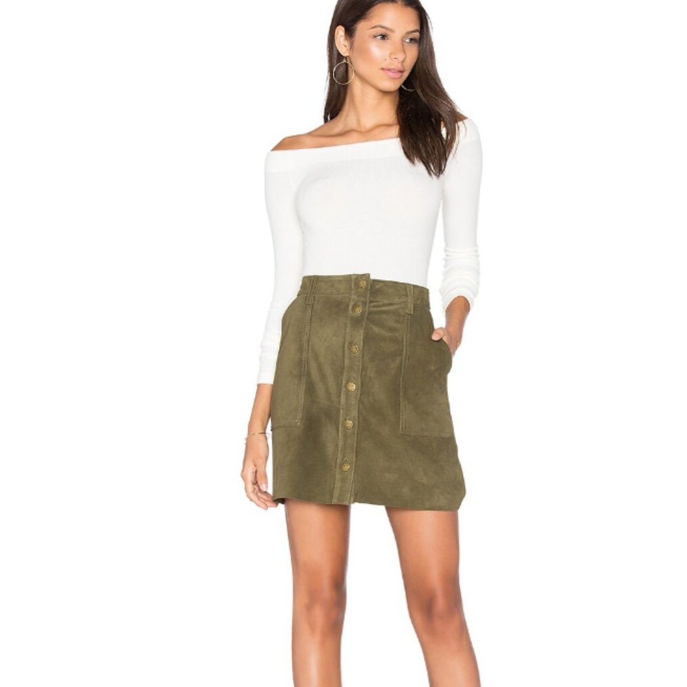 CURRENT/ELLIOTT // The Suede Naval Skirt Green